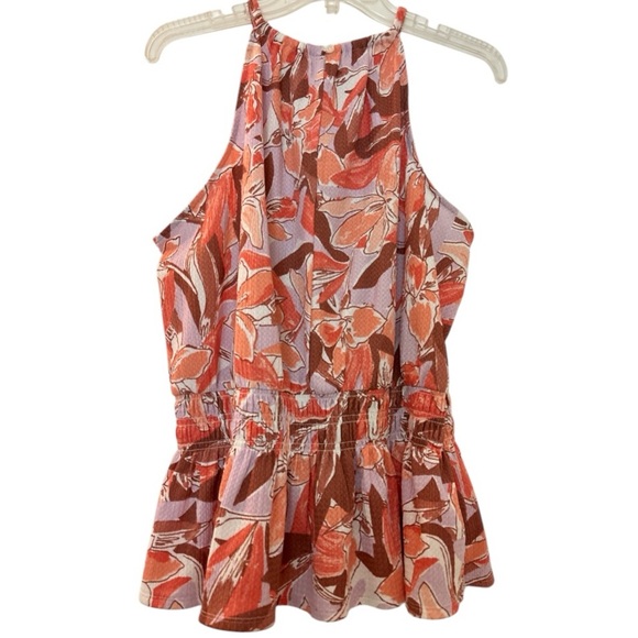 NINE WEST top, halter style, size XL, peach, cream and orange, spaghetti straps. - Picture 2 of 5